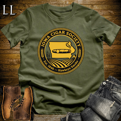 Iowa Cigar Society Softstyle T Shirt Military Green | Cigar Lover Gift Tee
