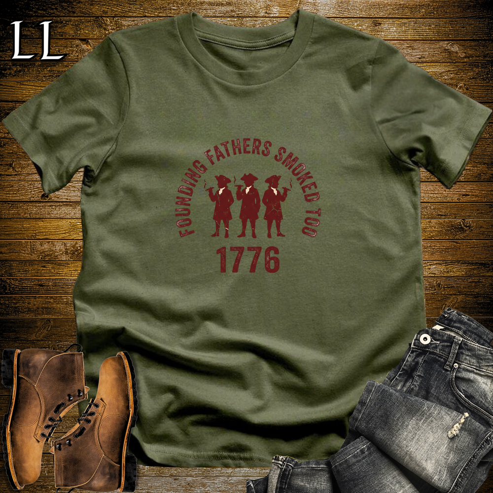 Founding Fathers Smoke Cigars Softstyle T Shirt Military Green | Patriotic Cigar Tee