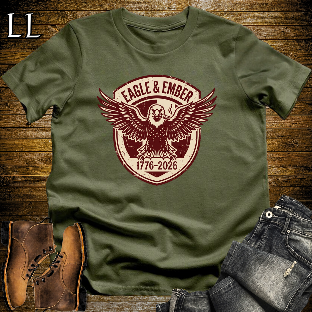Eagle And Ember Cigars Softstyle T Shirt Military Green | Patriotic Cigar Tee