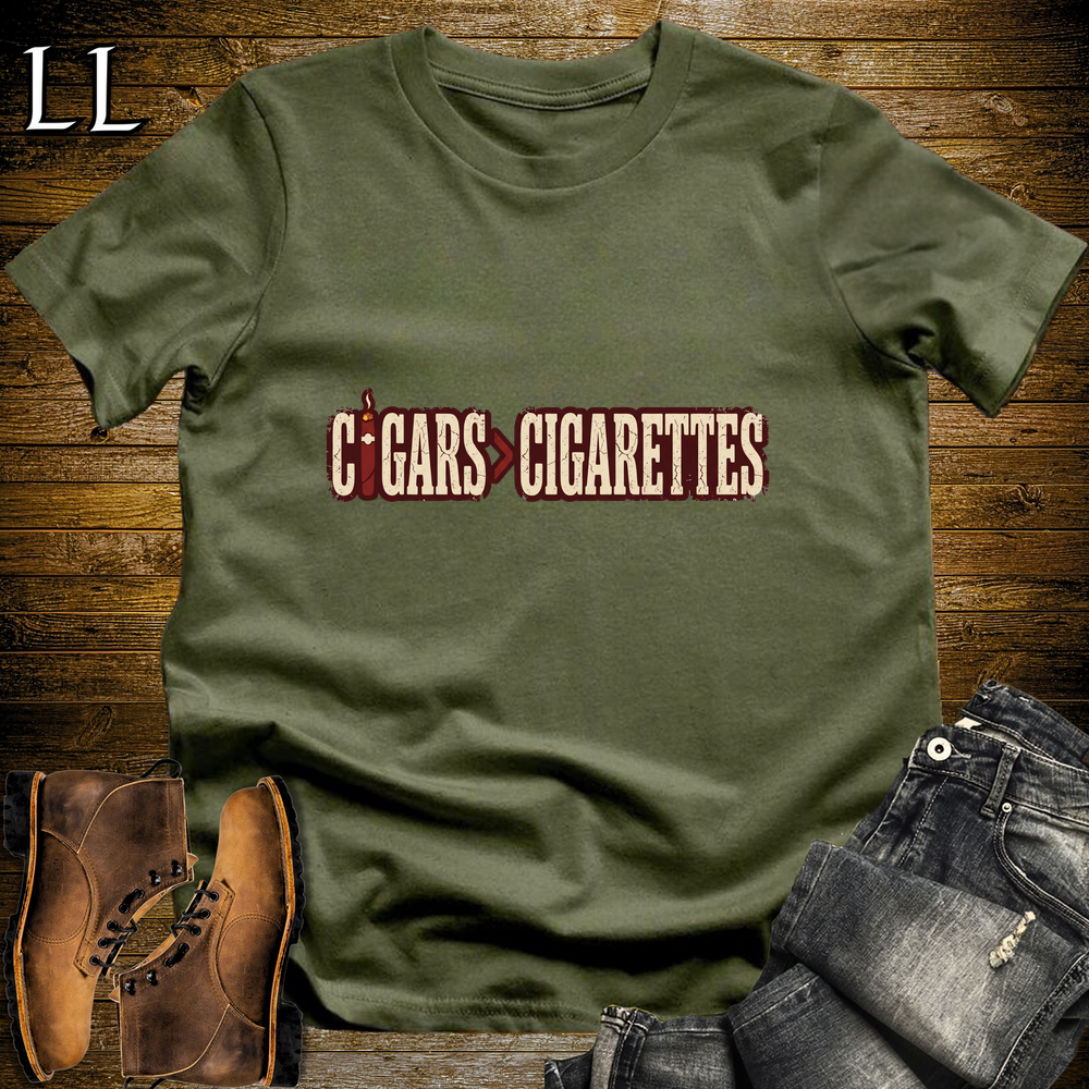 Cigars Better Than Cigs Softstyle T Shirt Military Green | Funny Cigar Tee