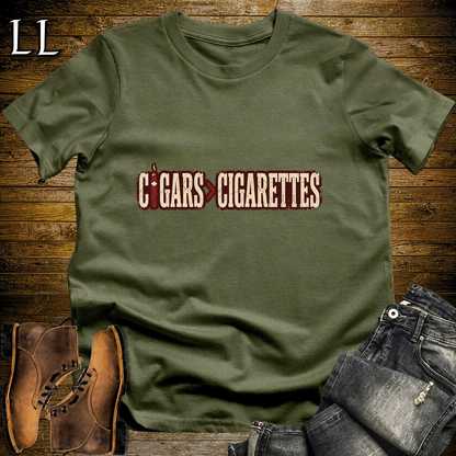 Cigars Better Than Cigs Softstyle T Shirt Military Green | Funny Cigar Tee