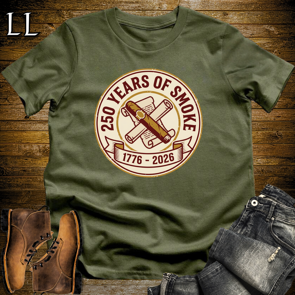 250 Years Of Smoke 1776 Softstyle T Shirt Military Green | America 250 Cigar Tee