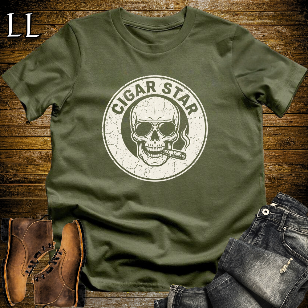 Cigar Star Softstyle T Shirt Military Green | Cigar Lover Graphic Tee