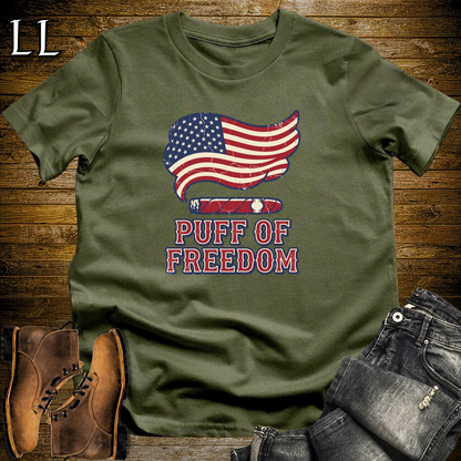 Cigar Puff Of Freedom Softstyle T Shirt Military Green | Patriotic Cigar Tee