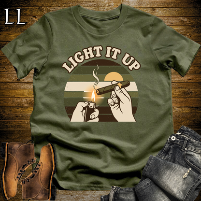 Light It Up Cigar Softstyle T Shirt Military Green | Cigar Lover Tee