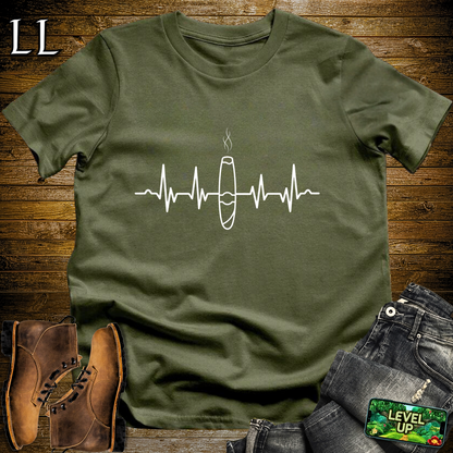 Cigar Heartbeat Softstyle T Shirt Military Green | Cigar Lover Heartbeat Tee