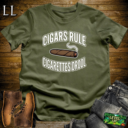 Cigars Rules Cigs Drool Softstyle T Shirt Military Green | Funny Cigar Tee