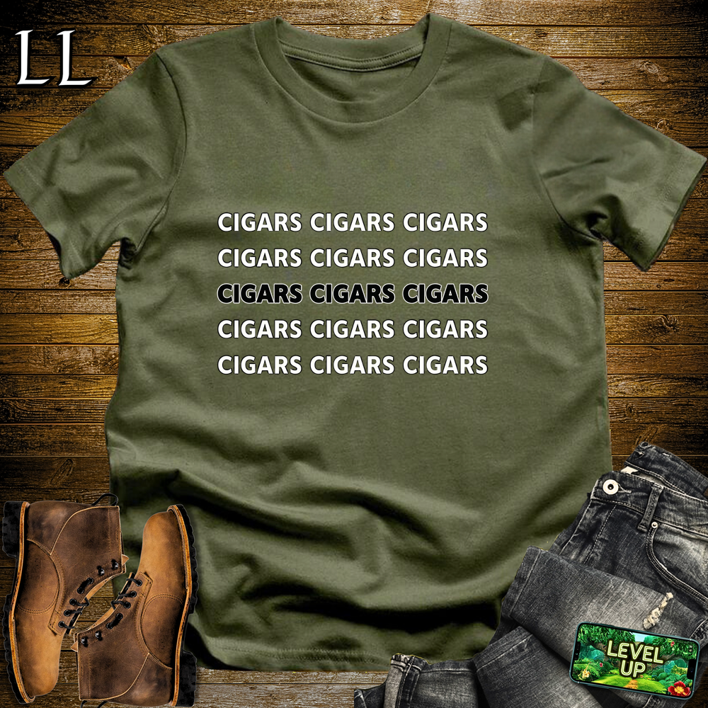 Cigars Cigars Cigars Softstyle T Shirt Military Green | Cigar Lover Tee