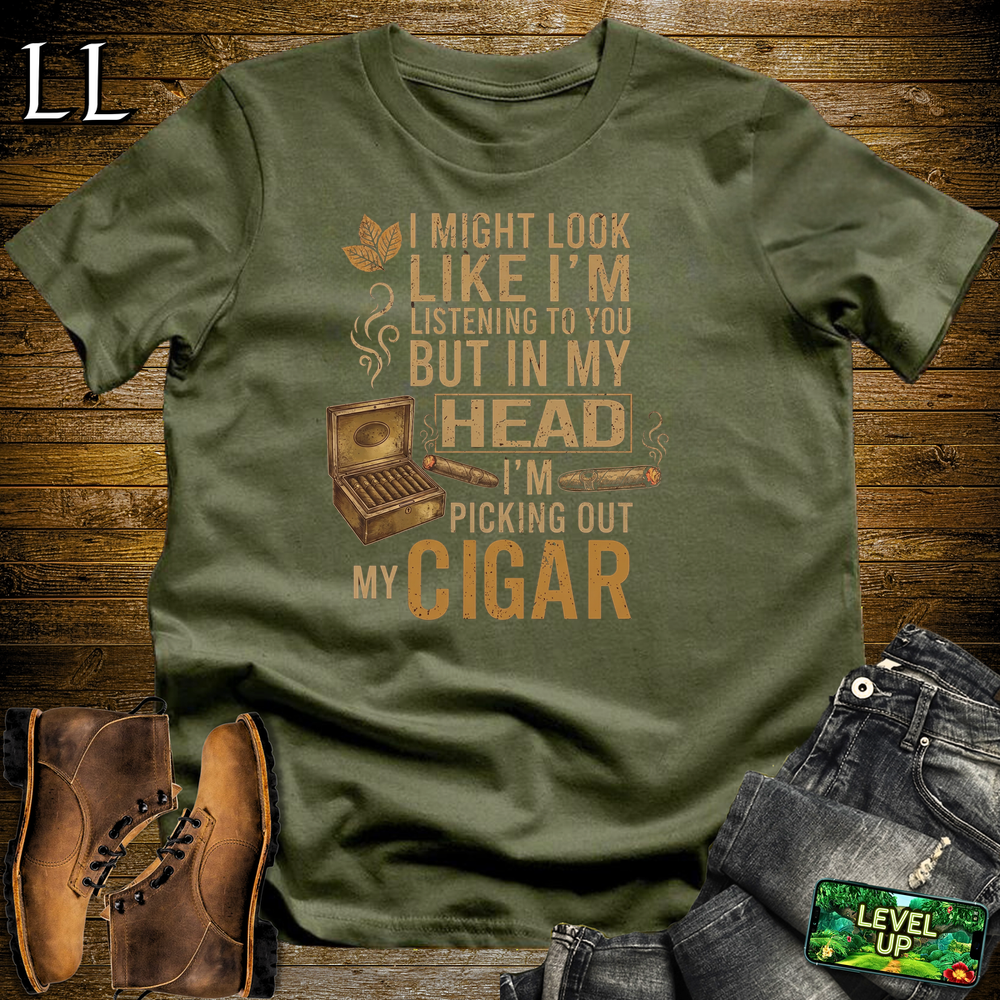 Picking Out Cigars Softstyle T Shirt Military Green | Cigar Lover Tee