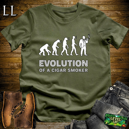 Evolution Of A Cigar Smoker Softstyle T Shirt Military Green | Funny Cigar Tee