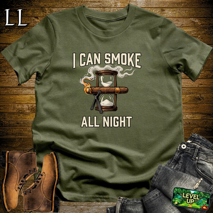 I Can Smoke All Night Softstyle T Shirt Military Green | Funny Cigar Tee