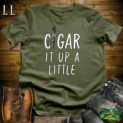 Cigar It Up A Little Softstyle T Shirt Military Green | Funny Cigar Tee