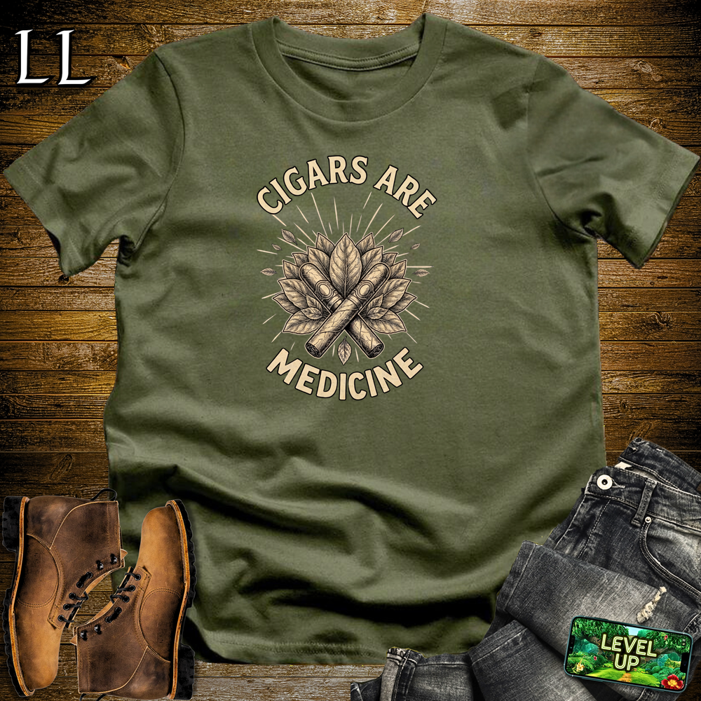 Cigars Are Healing Softstyle T Shirt Military Green | Cigar Lover Tee