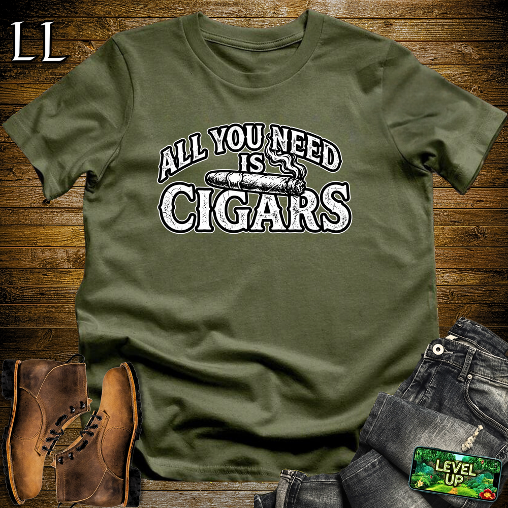 All You Need Is Cigars Softstyle T Shirt Military Green | Cigar Lover Tee