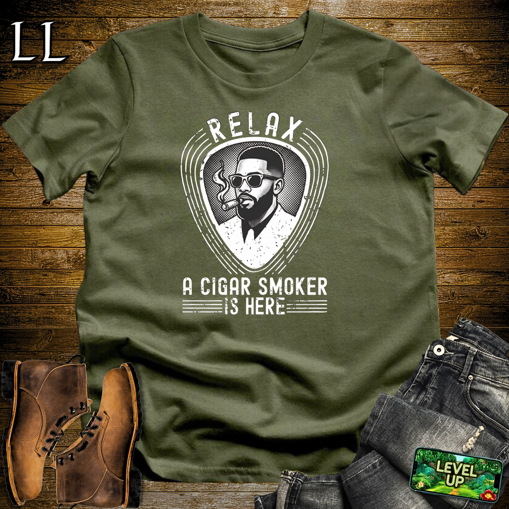 Relax A Cigar Smokers Here Softstyle T Shirt Military Green | Cigar Lover Tee