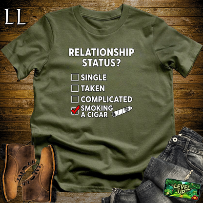 Relationship Status Cigars Softstyle T Shirt Military Green | Funny Cigar Tee