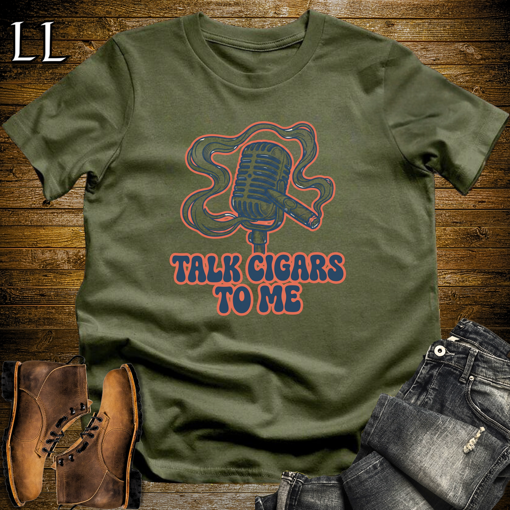 Talk Cigars To Me Softstyle T Shirt Military Green | Funny Cigar Tee