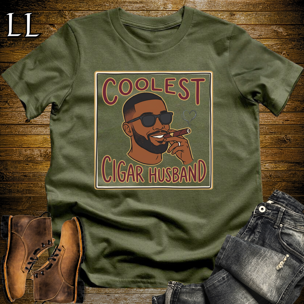 Coolest Cigar Husband Softstyle T Shirt Military Green | Cigar Husband Tee