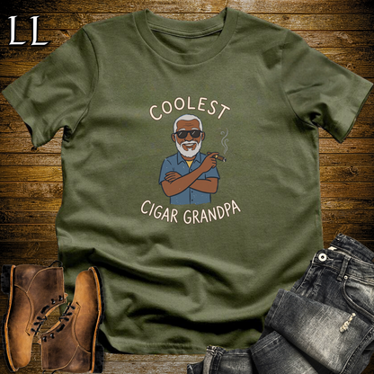 Coolest Cigar Grandpa Softstyle T Shirt Military Green | Cigar Grandpa Tee