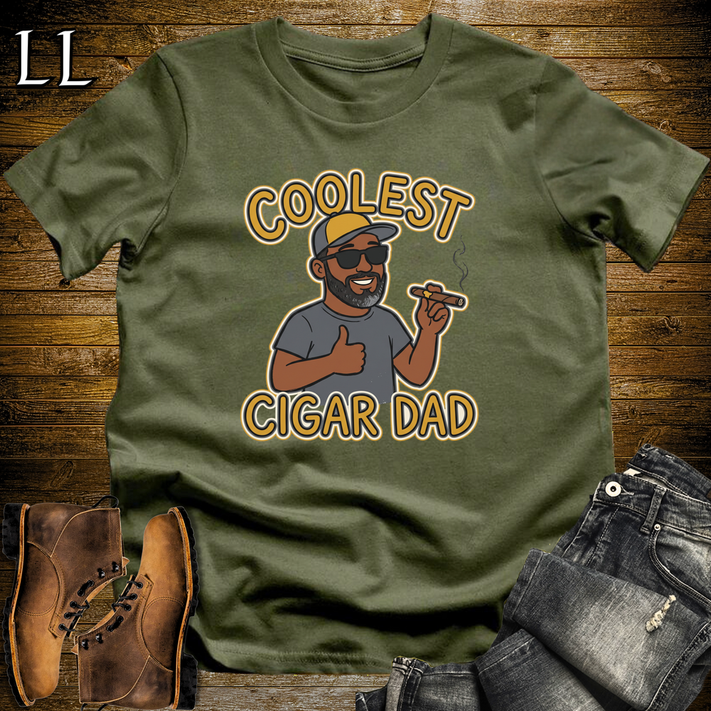 Coolest Cigar Dad Softstyle T Shirt Military Green | Cigar Dad Gift Tee