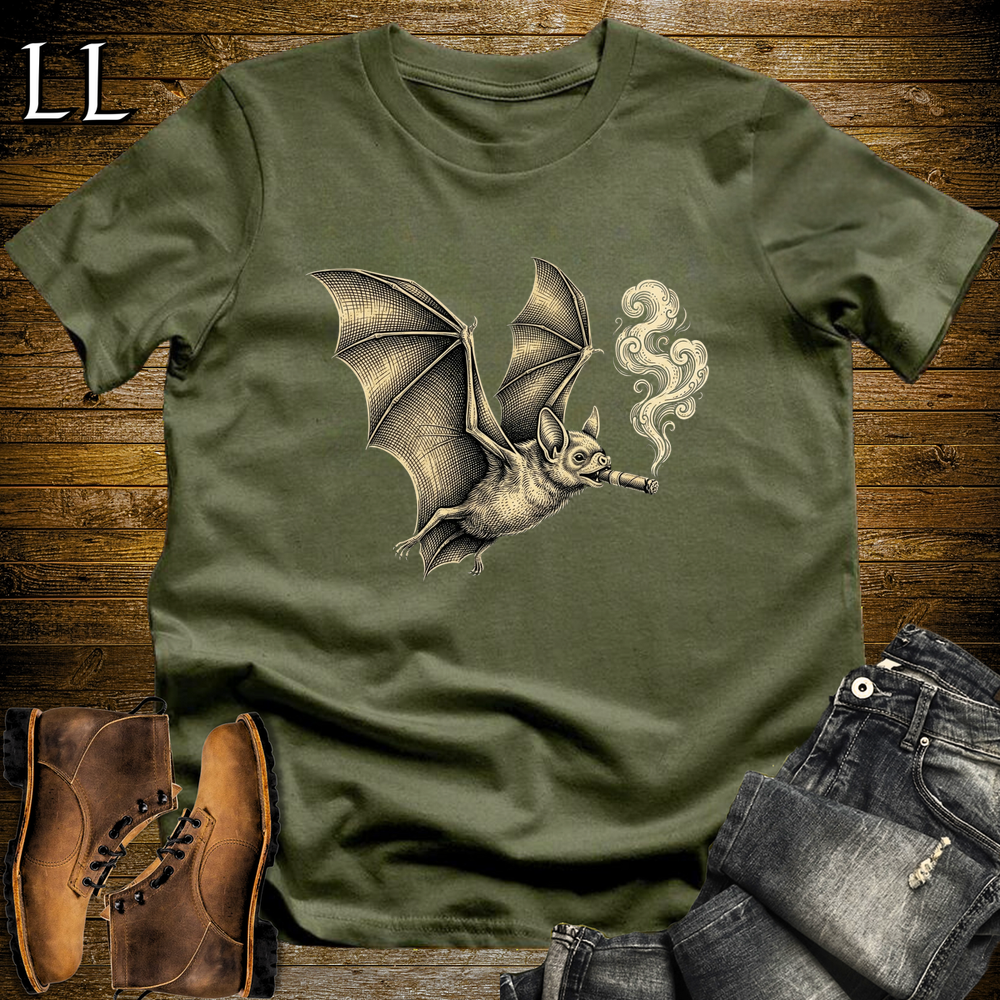 Vintage Cigar Bat Softstyle T Shirt Military Green | Cigar Bat Tee