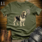 Vintage Cigar Basset Hound Softstyle T Shirt Military Green | Cigar Basset Hound Tee
