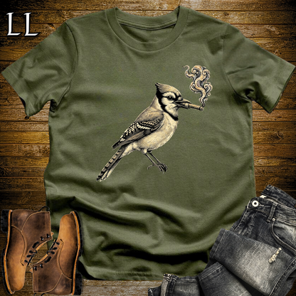 Vintage Cigar Blue Jay Softstyle T Shirt Military Green | Cigar Blue Jay Tee