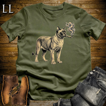Vintage Cigar Burmese Cat Softstyle T Shirt Military Green | Cigar Burmese Cat Tee