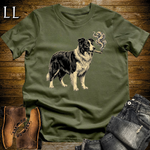 Vintage Cigar Border Collie Softstyle T Shirt Military Green | Cigar Border Collie Tee