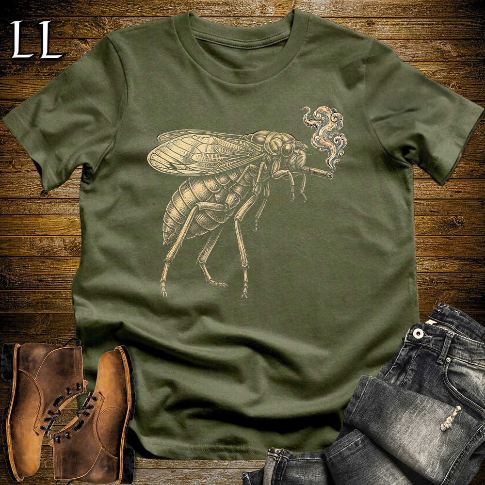 Vintage Cigar Cicada Softstyle T Shirt Military Green | Cigar Lover Tee