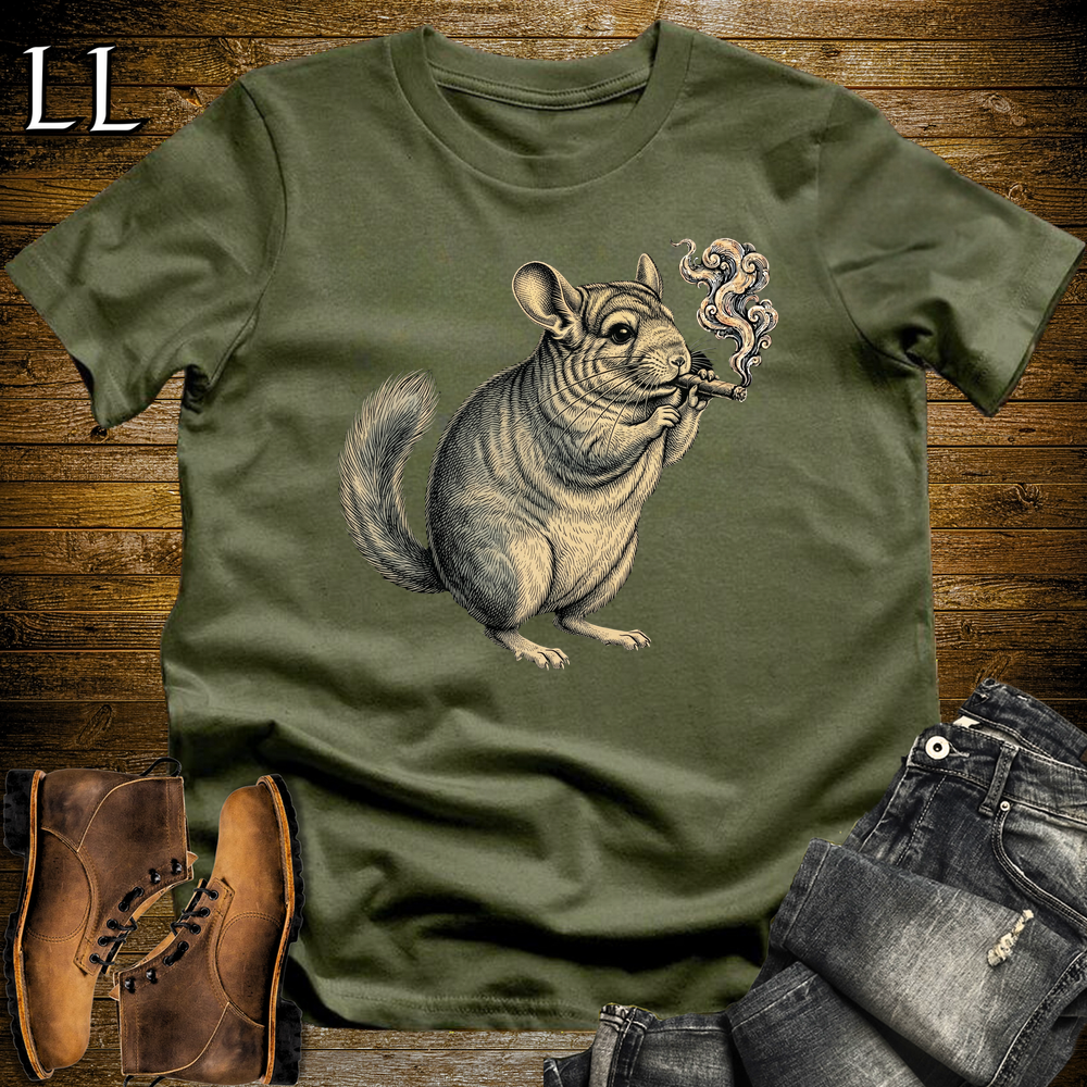 Vintage Cigar Chinchilla Softstyle T Shirt Military Green | Cigar Chinchilla Graphic Tee