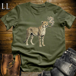 Vintage Cigar Cheetah Softstyle T Shirt Military Green | Funny Animal Cigar Tee