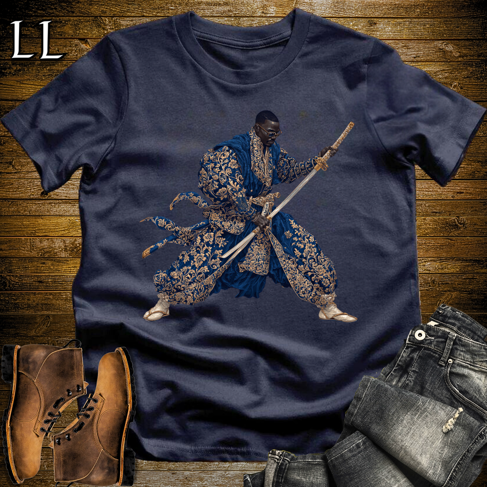 African Royal Gold Samurai King Navy | African Warrior Tee