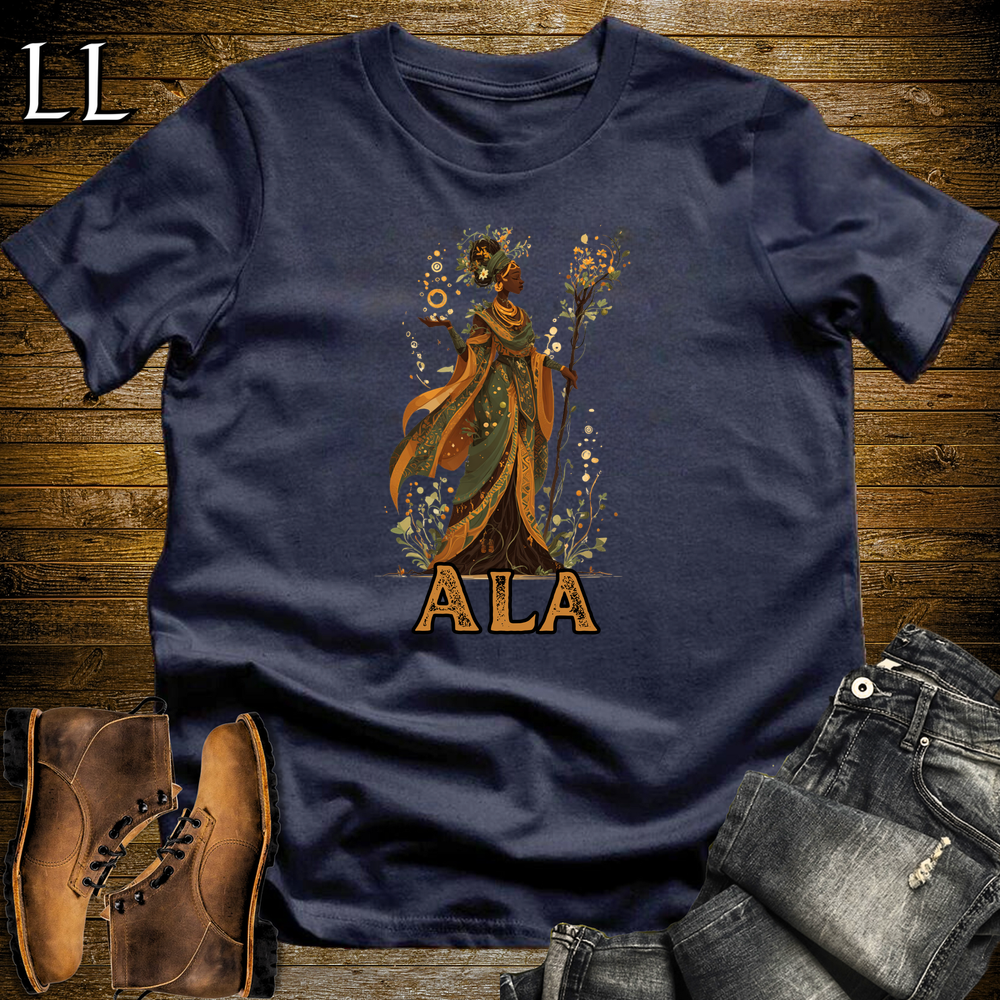 Ala African Goddess Softstyle Tee Navy | Igbo Earth Goddess Tee