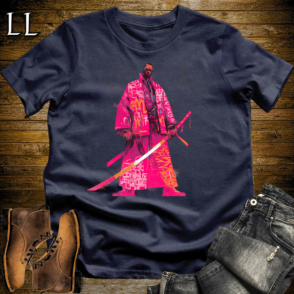 African Pink Street Samurai Navy | African Warrior Tee