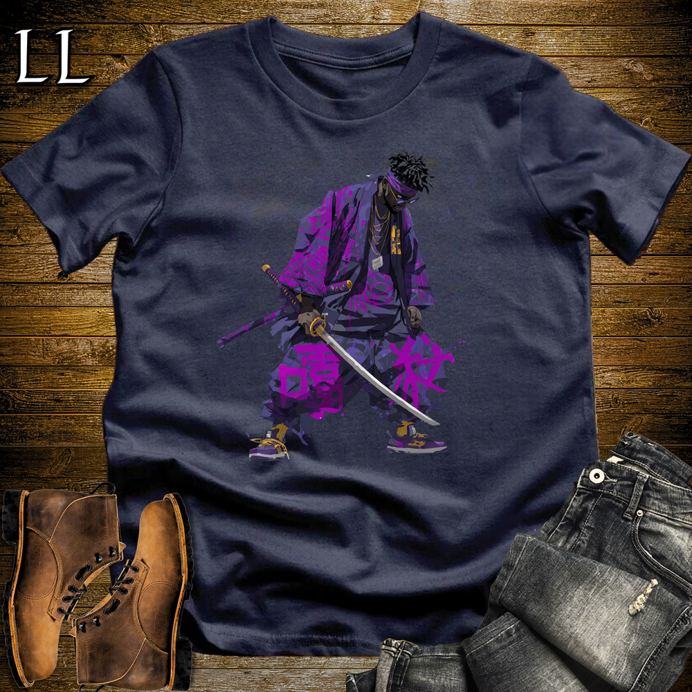 African Purple Street Samurai Navy | African Warrior Tee