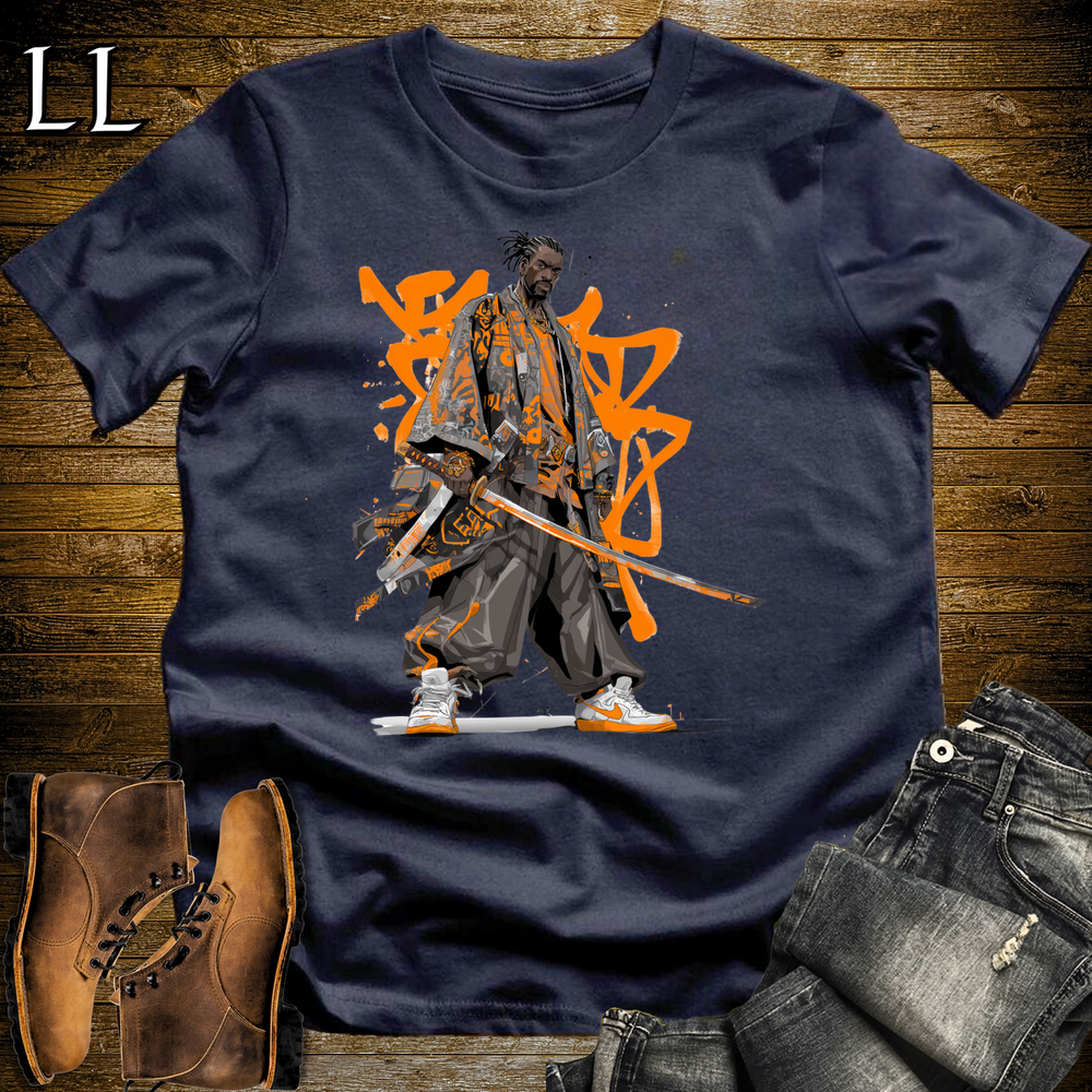 African Orange Street Samurai Navy | African Warrior Tee