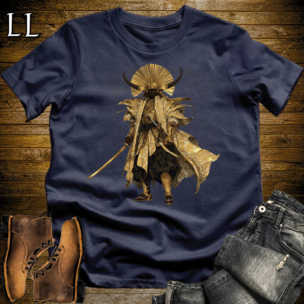 African Golden Samurai King Navy | African Warrior Tee