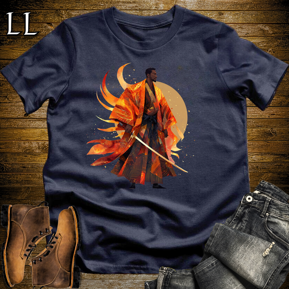 African Flame Samurai Navy | African Warrior Tee