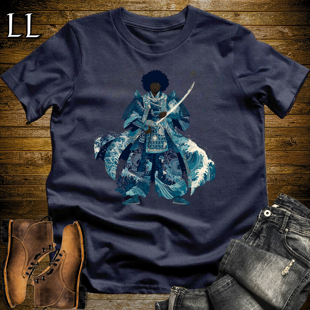 African Crashing Wave Samurai Navy | African Warrior Tee