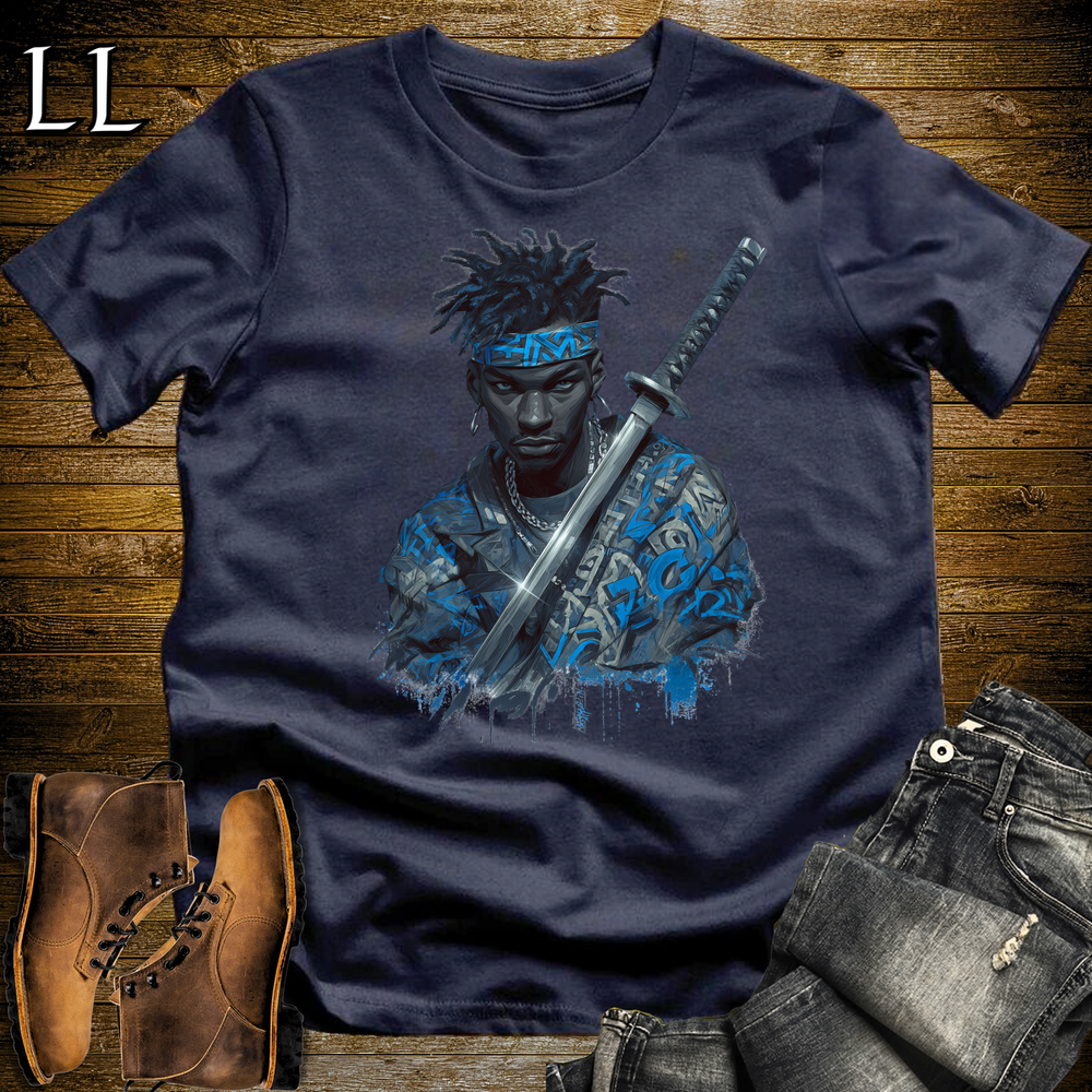 African Blue Street Samurai Navy | African Warrior Tee