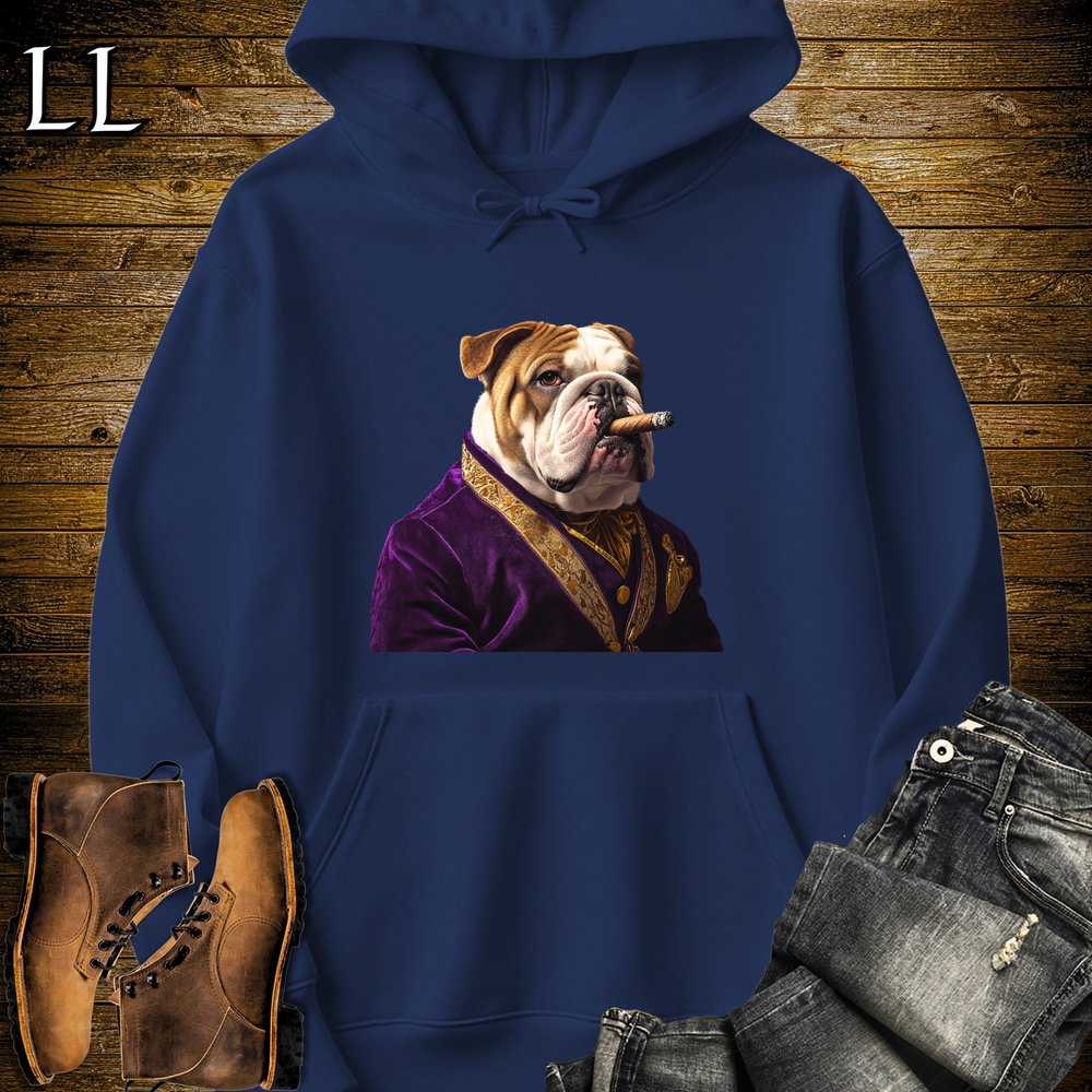 Cigar English Bulldog Hooded Sweatshirt - Navy
