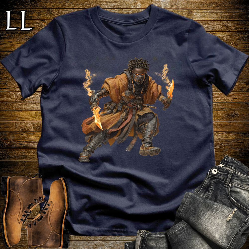 African Flame Dagger Assassin Softstyle Tee Navy | African Warrior Tee