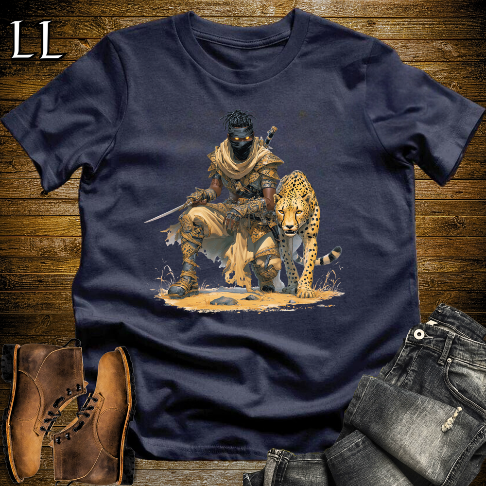 African Cheetah Assassin Softstyle Tee Navy | African Warrior Tee