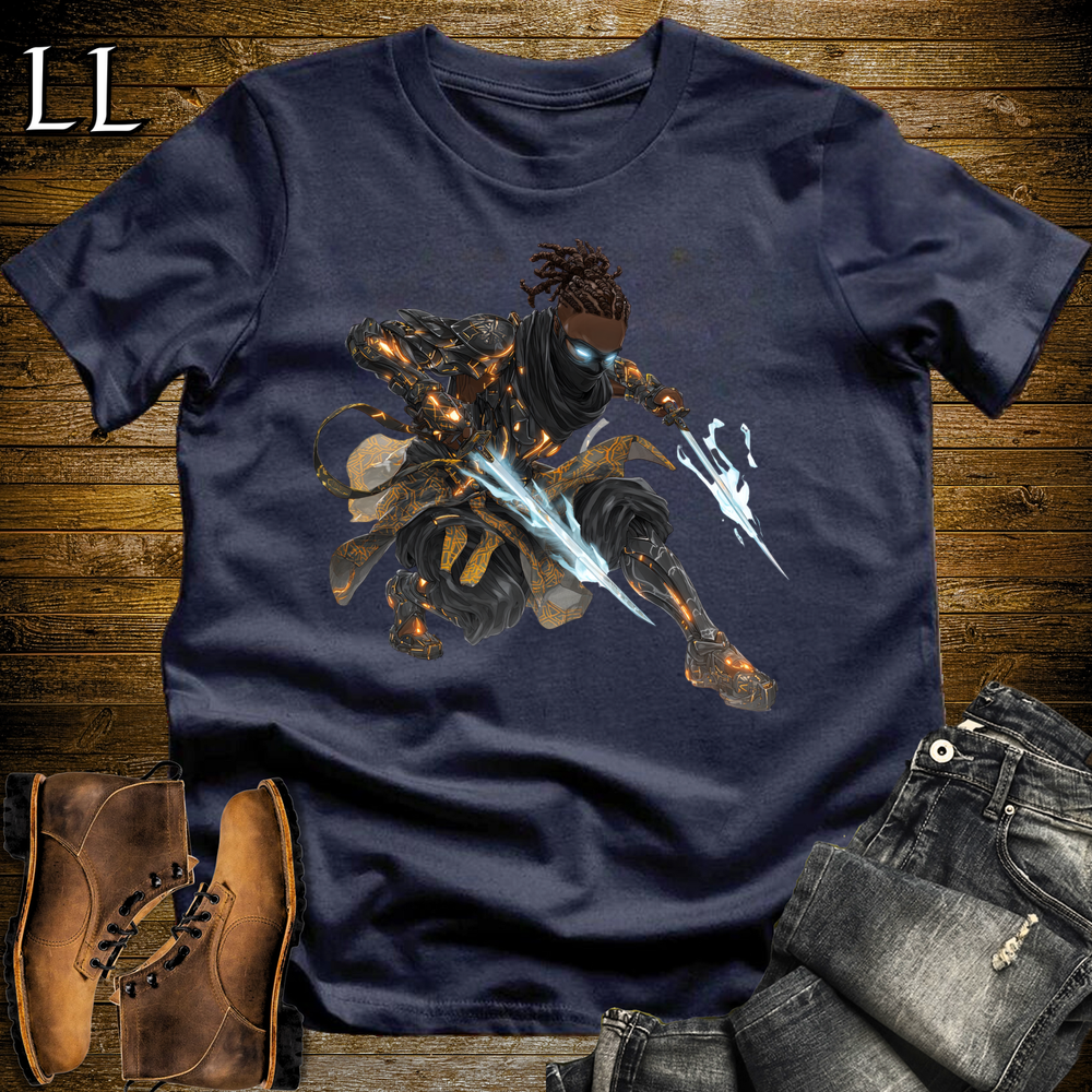 African Obsidian Assassin Softstyle Tee Navy | African Warrior Tee