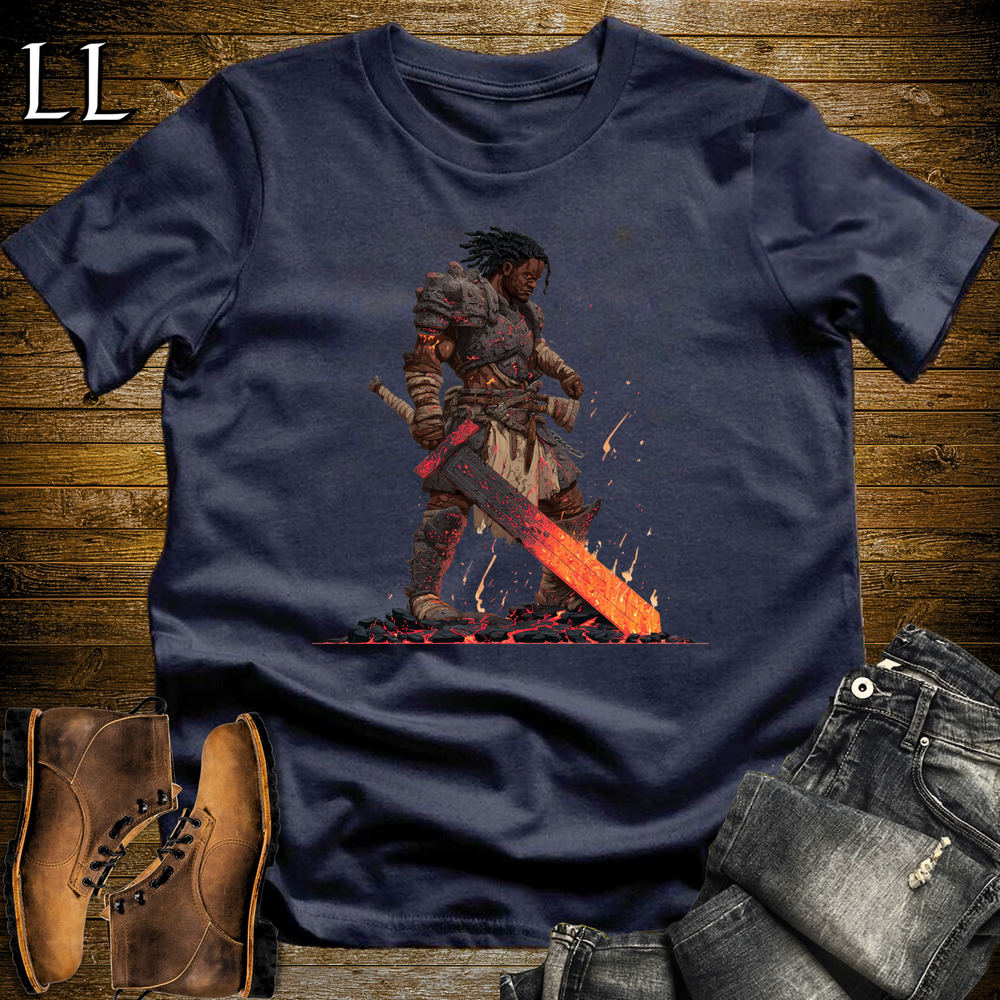 African Fire Barbarian Softstyle Tee Navy | African Warrior Tee