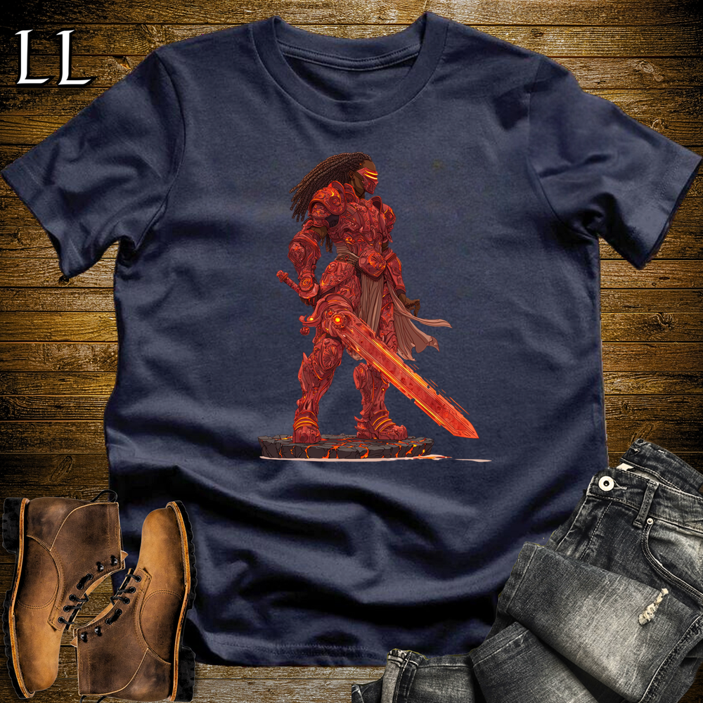 African Lava Sword Warrior Softstyle Tee Navy | African Warrior Tee