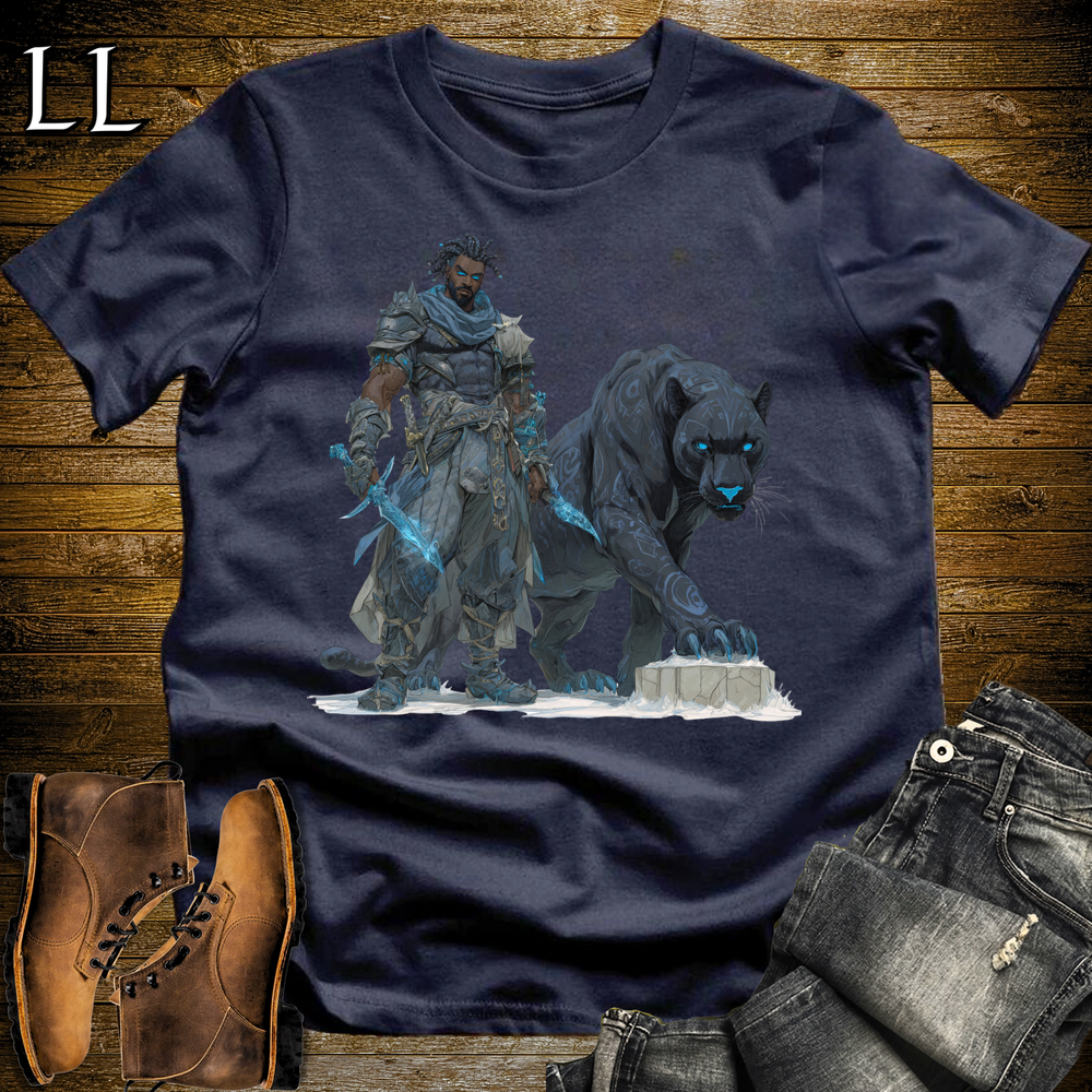 African Runic Black Panther Assassin Softstyle Tee Navy | African Warrior Tee