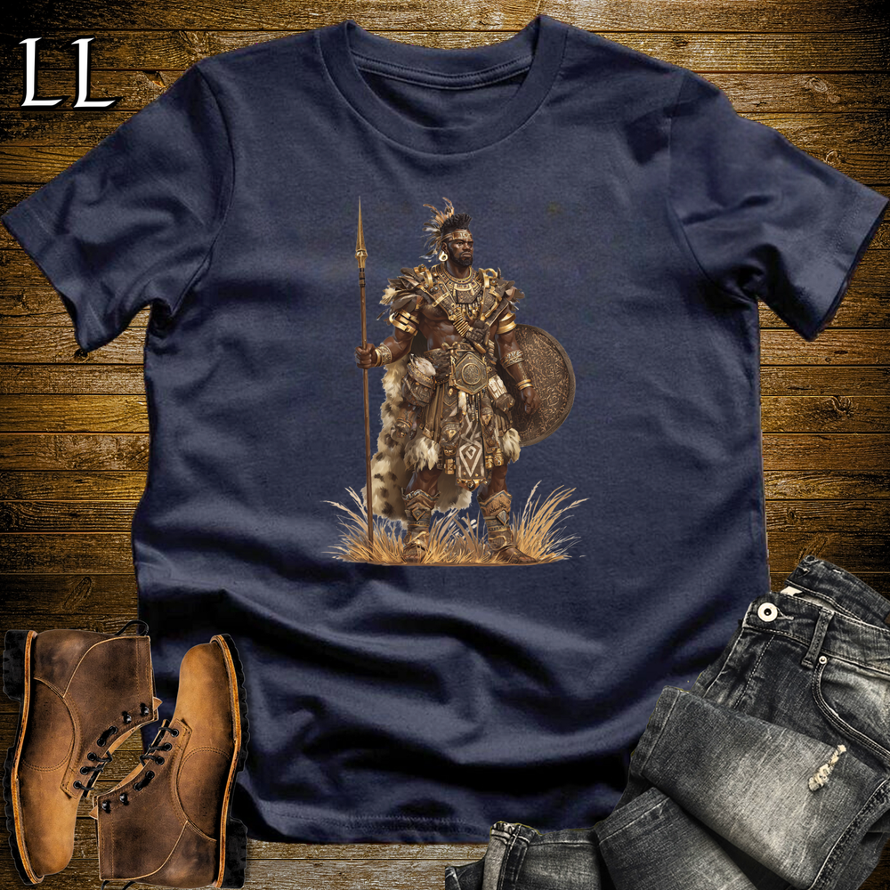 African Zulu Spear Warrior Softstyle Tee - Navy