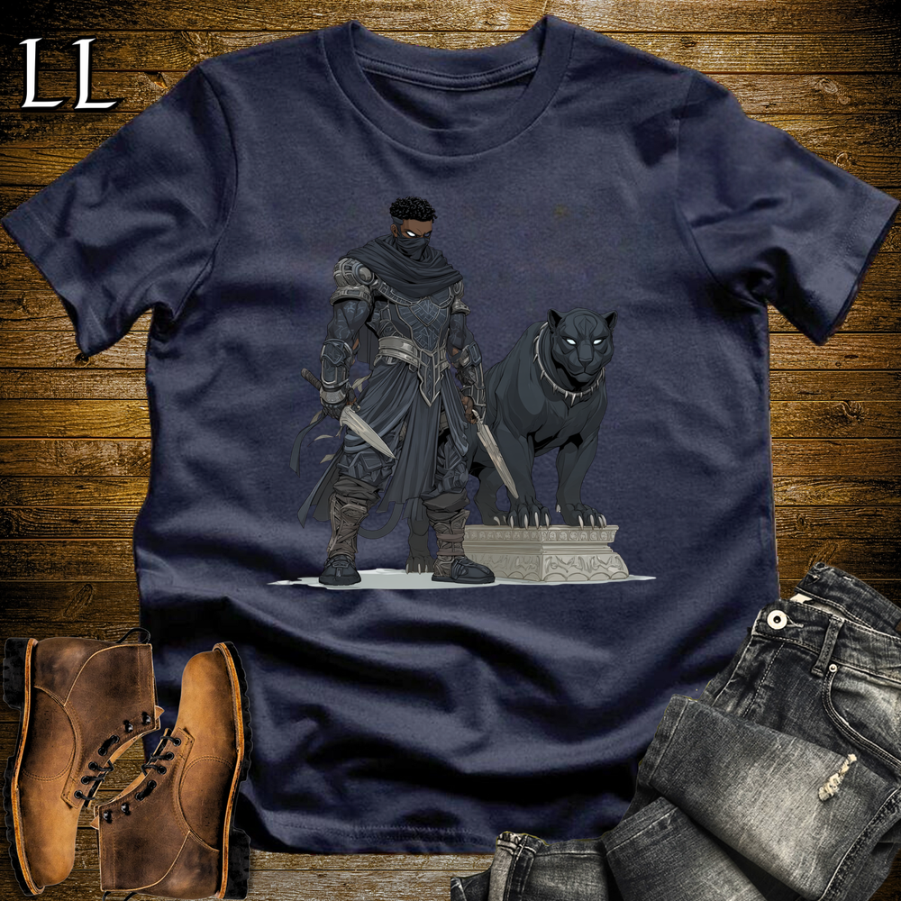 African Black Panther Assassin Softstyle Tee Navy | African Warrior Tee